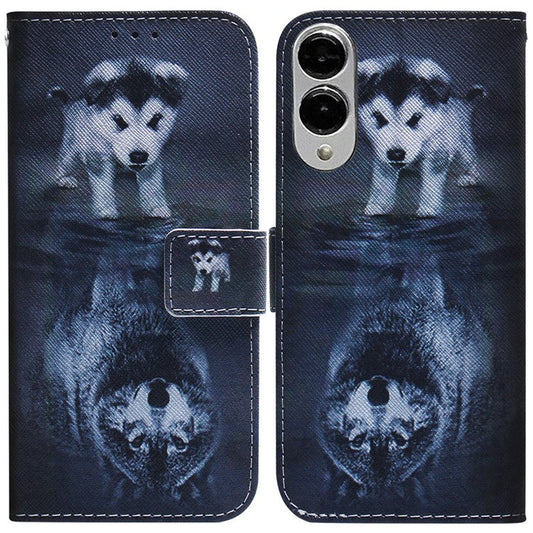 For Samsung Galaxy S25 Edge Wallet Case Pattern Print Leather Phone Cover - Dog and Wolf