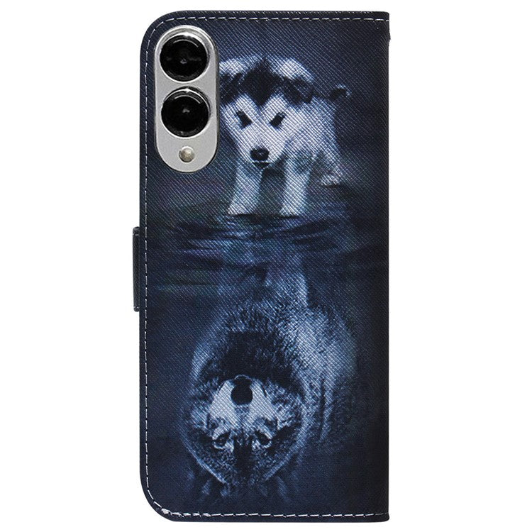 For Samsung Galaxy S25 Edge Wallet Case Pattern Print Leather Phone Cover - Dog and Wolf