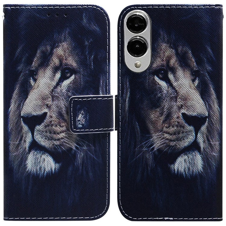 For Samsung Galaxy S25 Edge Wallet Case Pattern Print Leather Phone Cover - Lion