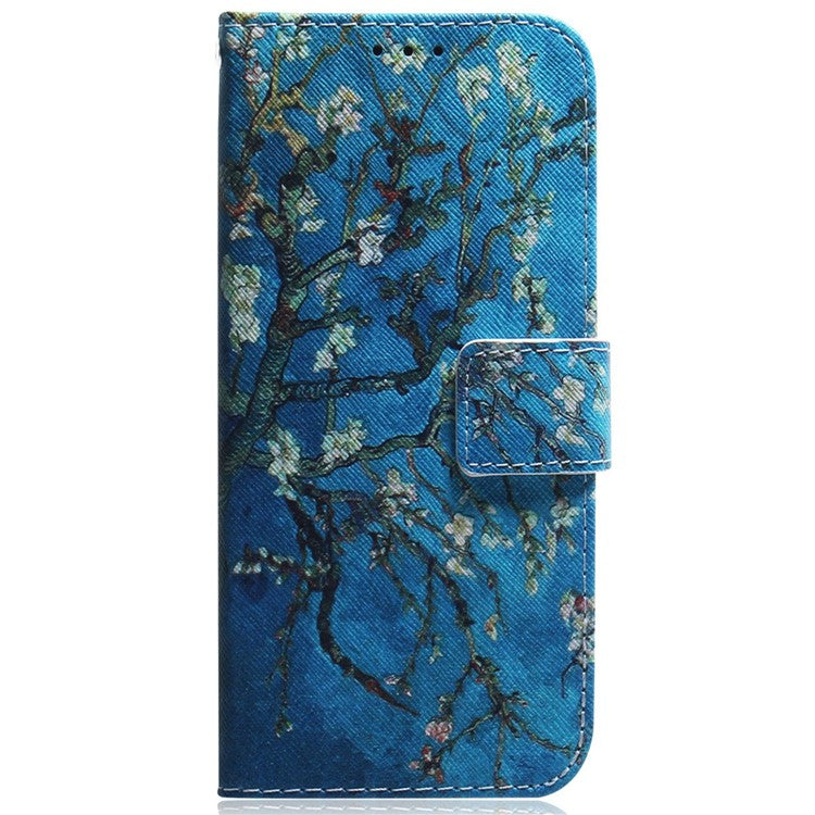 For Samsung Galaxy S25 Edge Wallet Case Pattern Print Leather Phone Cover - Apricot Flowers