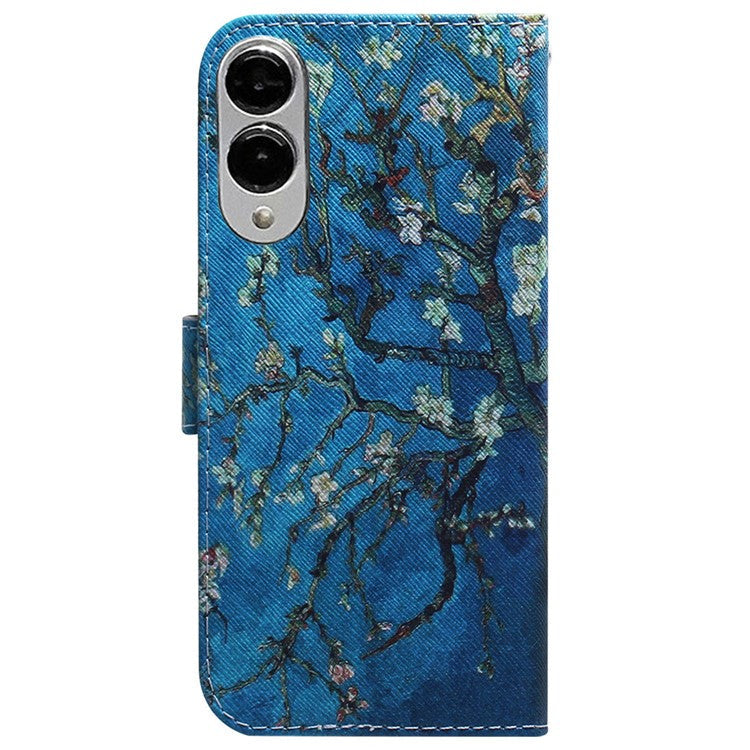 For Samsung Galaxy S25 Edge Wallet Case Pattern Print Leather Phone Cover - Apricot Flowers