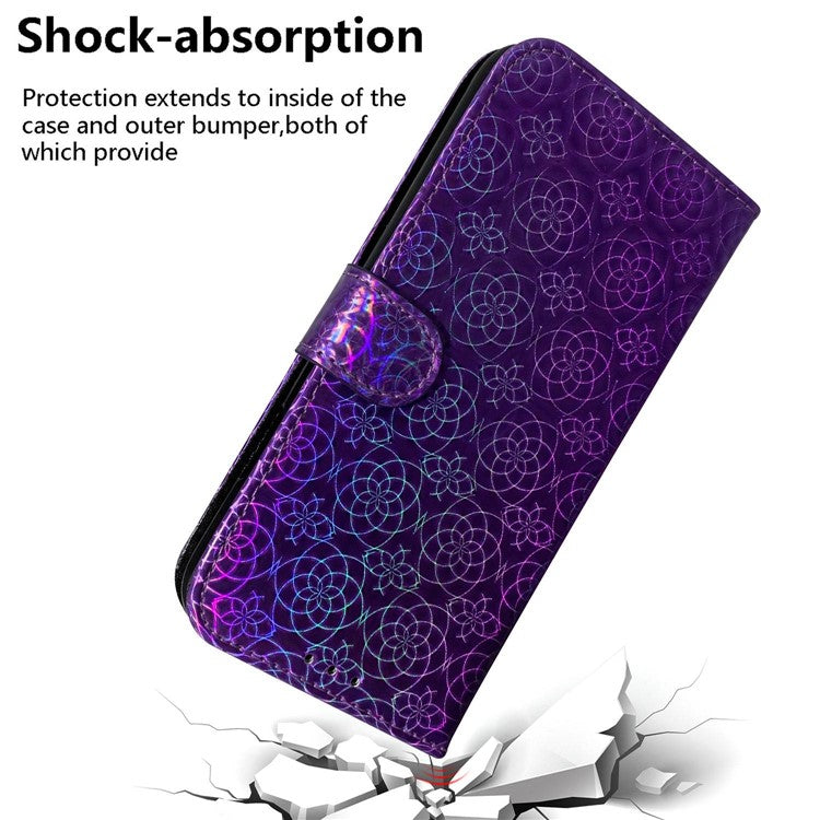 For Samsung Galaxy S25 Edge Stand Case Dazzling Flower Leather Phone Cover - Purple