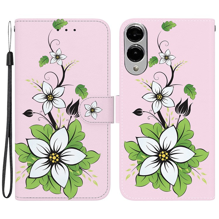 For Samsung Galaxy S25 Edge Wallet Phone Case Anti-Drop Leather Flip Cover Pattern Printing - Lily