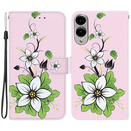 For Samsung Galaxy S25 Edge Wallet Phone Case Anti-Drop Leather Flip Cover Pattern Printing - Lily