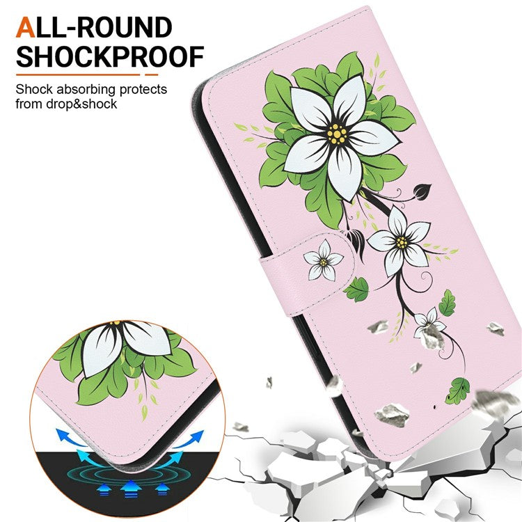 For Samsung Galaxy S25 Edge Wallet Phone Case Anti-Drop Leather Flip Cover Pattern Printing - Lily