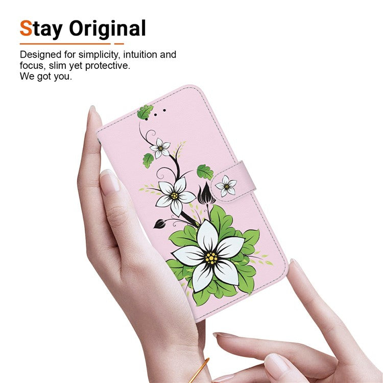 For Samsung Galaxy S25 Edge Wallet Phone Case Anti-Drop Leather Flip Cover Pattern Printing - Lily