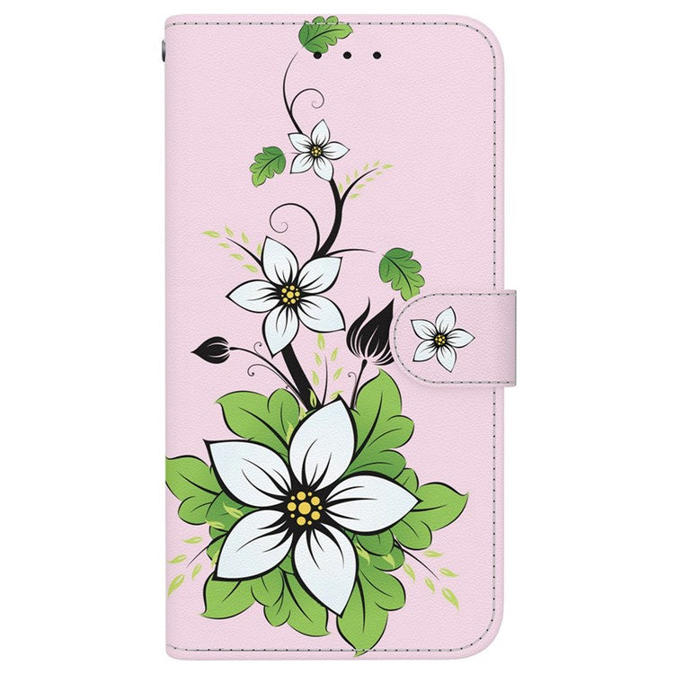 For Samsung Galaxy S25 Edge Wallet Phone Case Anti-Drop Leather Flip Cover Pattern Printing - Lily