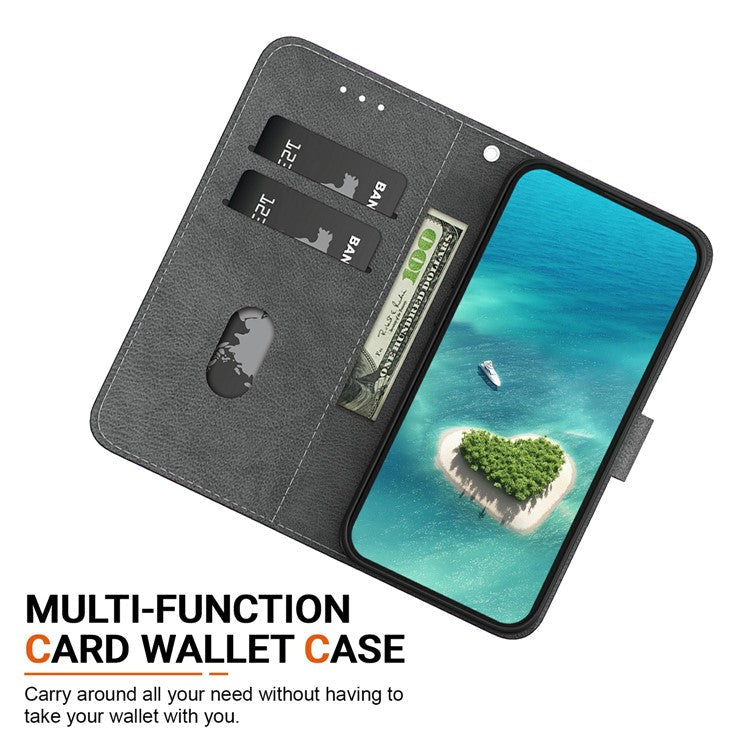 For Samsung Galaxy S25 Edge Wallet Phone Case Anti-Drop Leather Flip Cover Pattern Printing - Black Rose
