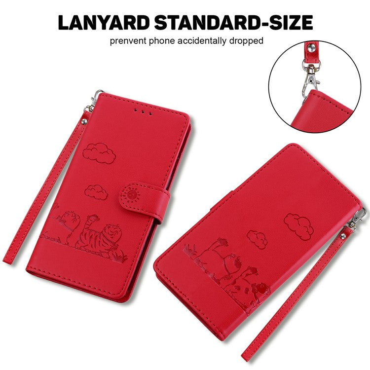 For Samsung Galaxy S25 Edge Case RFID Blocking Kitten Pattern TPU + PU Leather Phone Cover - Red