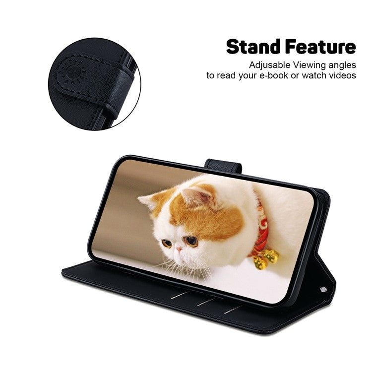 For Samsung Galaxy S25 Edge Case RFID Blocking Kitten Pattern TPU + PU Leather Phone Cover - Black