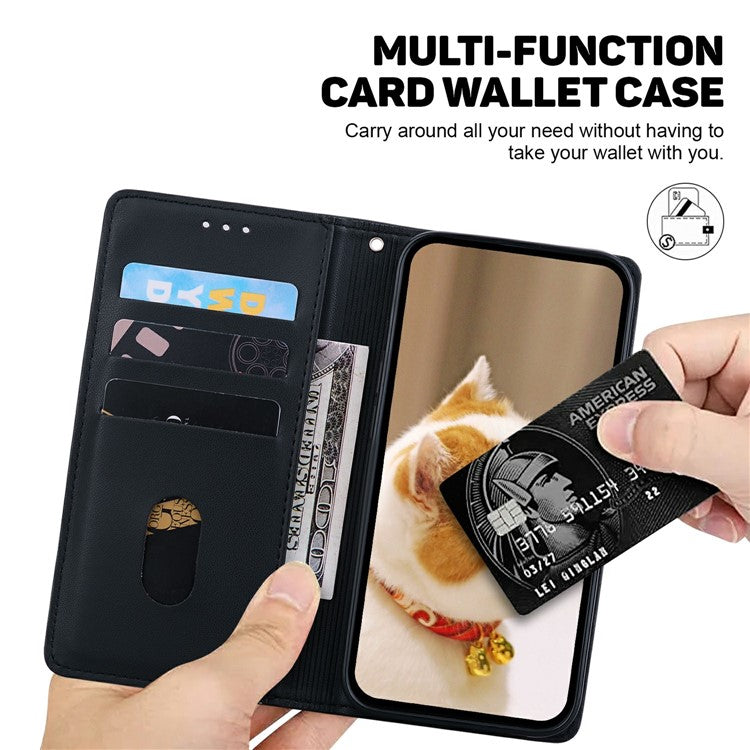For Samsung Galaxy S25 Edge Case RFID Blocking Kitten Pattern TPU + PU Leather Phone Cover - Black
