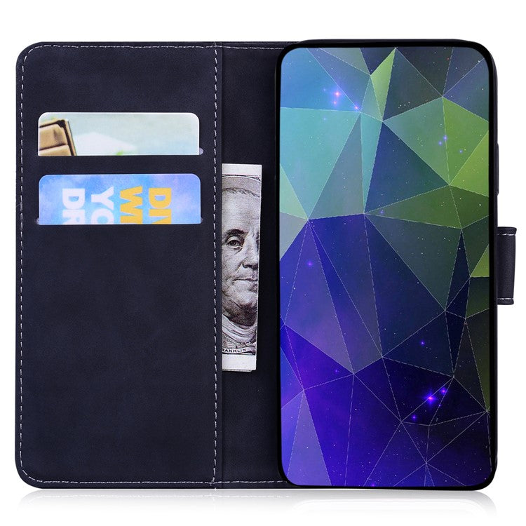 For Samsung Galaxy S25 Edge Stand Case PU Leather Phone Cover Butterfly Printed - Black