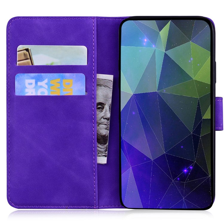 For Samsung Galaxy S25 Edge Stand Case PU Leather Phone Cover Butterfly Printed - Purple