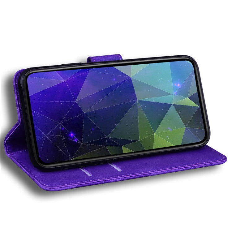 For Samsung Galaxy S25 Edge Stand Case PU Leather Phone Cover Butterfly Printed - Purple