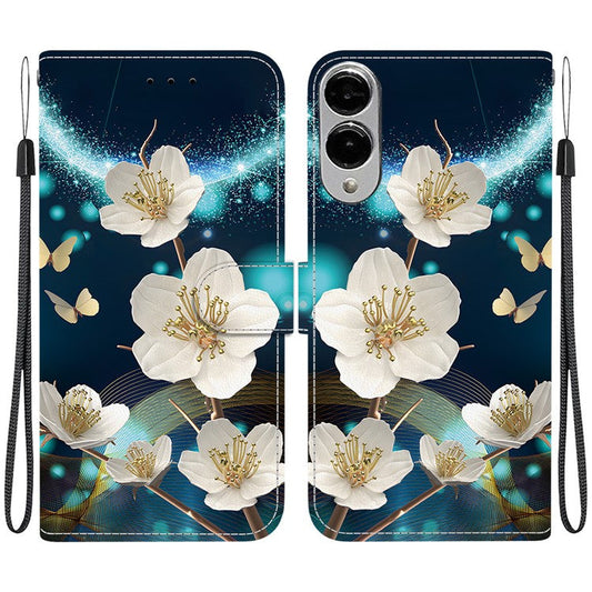 For Samsung Galaxy S25 Edge Case Pattern Printing Anti-Drop Leather Flip Wallet Phone Cover with Lanyard - Magnolia