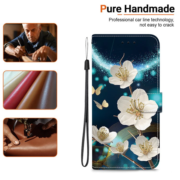 For Samsung Galaxy S25 Edge Case Pattern Printing Anti-Drop Leather Flip Wallet Phone Cover with Lanyard - Magnolia