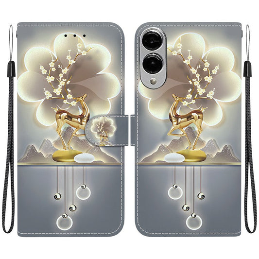 For Samsung Galaxy S25 Edge Case Pattern Printing Anti-Drop Leather Flip Wallet Phone Cover with Lanyard - Sika Deer