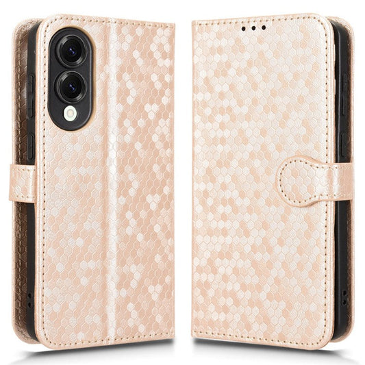 For Samsung Galaxy S25 Edge Wallet Case Dot Pattern Imprint PU Leather Phone Cover - Rose Gold