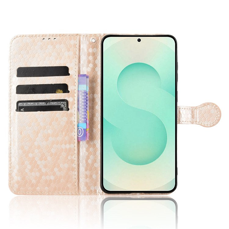 For Samsung Galaxy S25 Edge Wallet Case Dot Pattern Imprint PU Leather Phone Cover - Rose Gold