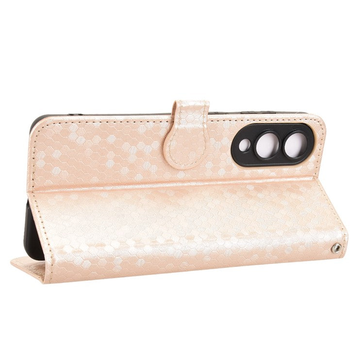 For Samsung Galaxy S25 Edge Wallet Case Dot Pattern Imprint PU Leather Phone Cover - Rose Gold