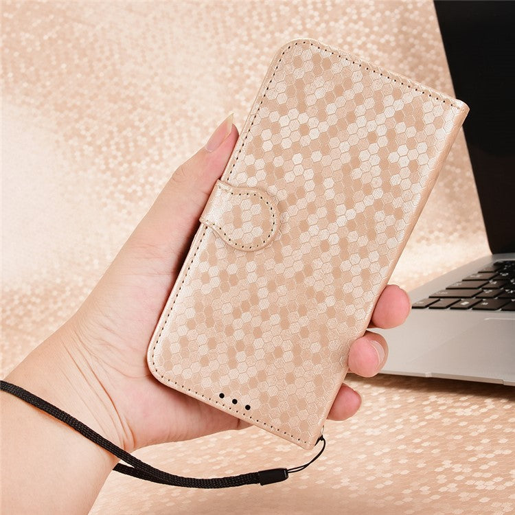 For Samsung Galaxy S25 Edge Wallet Case Dot Pattern Imprint PU Leather Phone Cover - Rose Gold