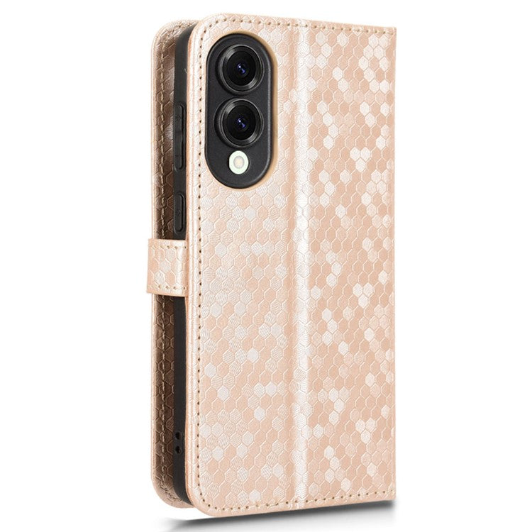 For Samsung Galaxy S25 Edge Wallet Case Dot Pattern Imprint PU Leather Phone Cover - Rose Gold