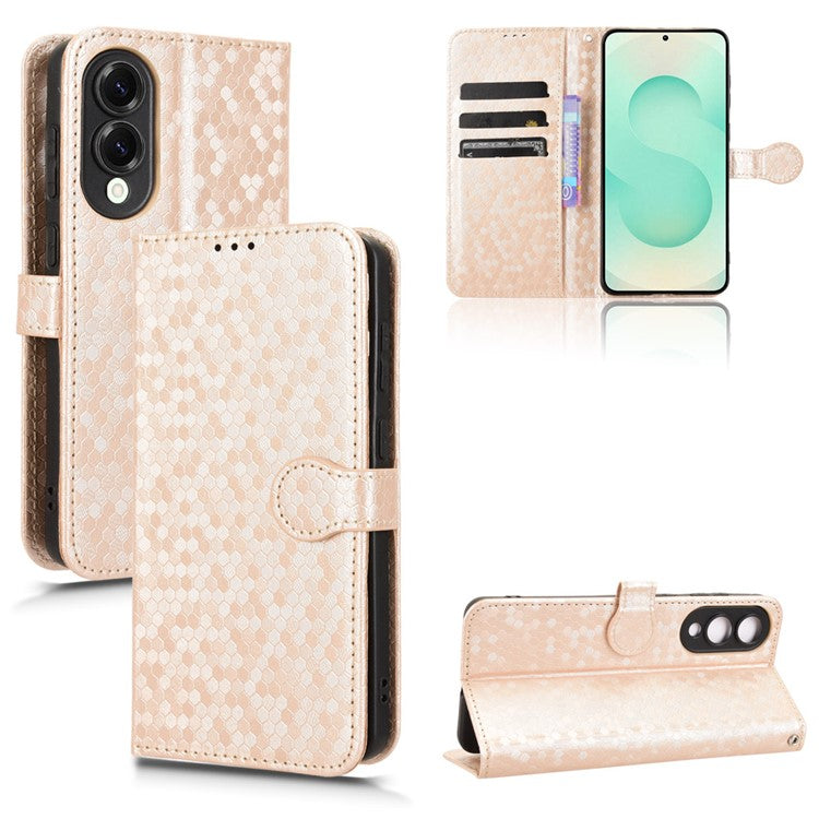 For Samsung Galaxy S25 Edge Wallet Case Dot Pattern Imprint PU Leather Phone Cover - Rose Gold