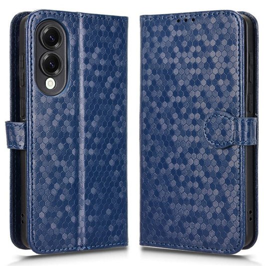 For Samsung Galaxy S25 Edge Wallet Case Dot Pattern Imprint PU Leather Phone Cover - Dark Blue