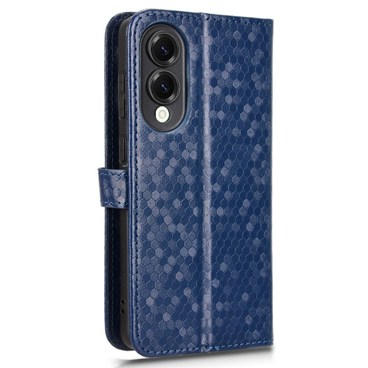 For Samsung Galaxy S25 Edge Wallet Case Dot Pattern Imprint PU Leather Phone Cover - Dark Blue