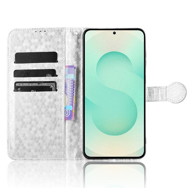 For Samsung Galaxy S25 Edge Wallet Case Dot Pattern Imprint PU Leather Phone Cover - Silver