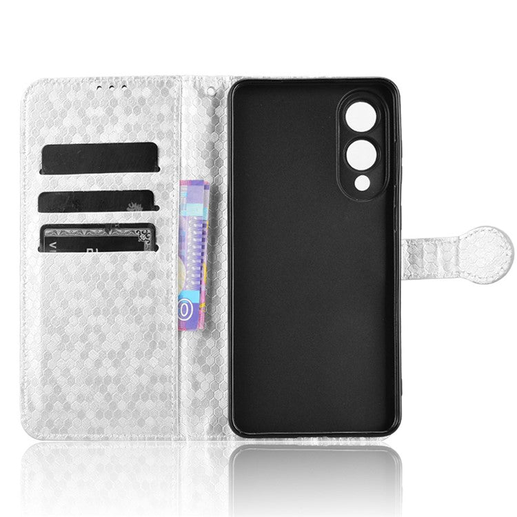 For Samsung Galaxy S25 Edge Wallet Case Dot Pattern Imprint PU Leather Phone Cover - Silver