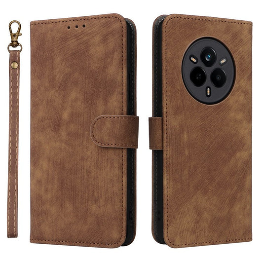 For Realme 14 Pro 5G Case Wallet RFID Blocking PU Leather Cover Viewing Stand - Brown