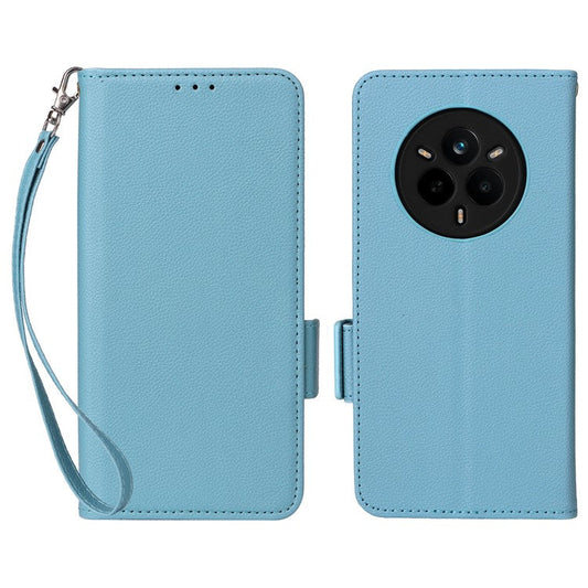 For Realme 14 Pro 5G Case Wallet Flip Litchi Texture PU Leather Phone Cover - Baby Blue