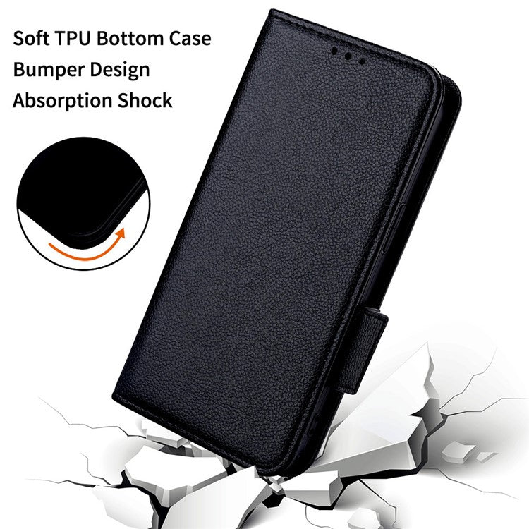 For Realme 14 Pro 5G Case Wallet Flip Litchi Texture PU Leather Phone Cover - Black