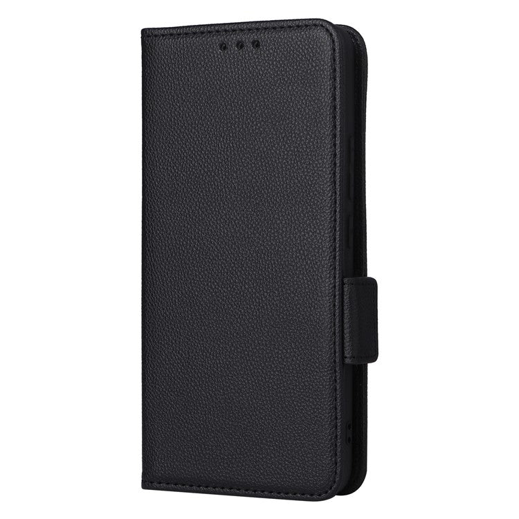 For Realme 14 Pro 5G Case Wallet Flip Litchi Texture PU Leather Phone Cover - Black