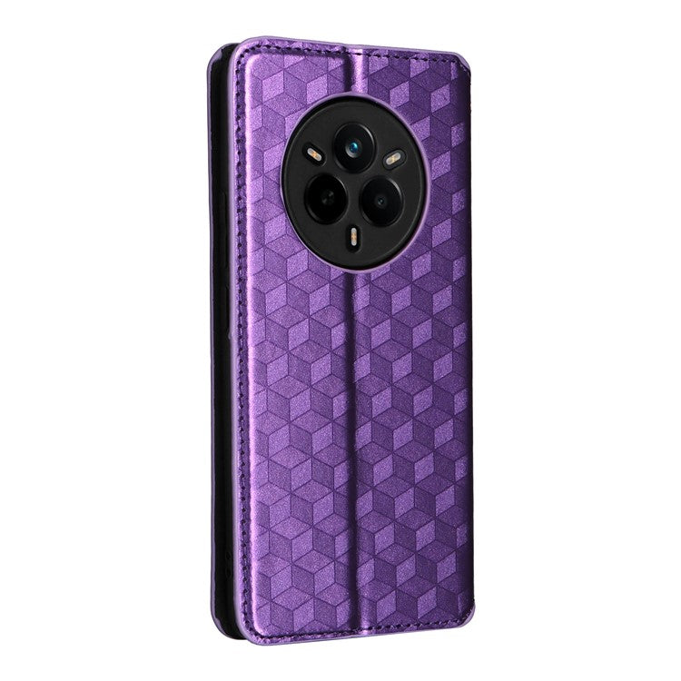 For Realme 14 Pro 5G Case Wallet Rhombus Imprinted Leather Phone Cover - Purple