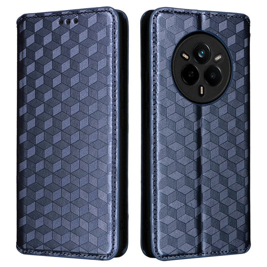 For Realme 14 Pro 5G Case Wallet Rhombus Imprinted Leather Phone Cover - Blue
