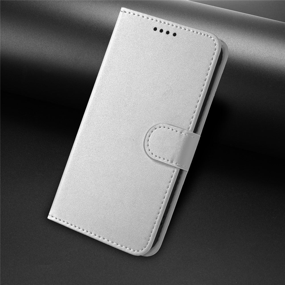 For Oppo Reno13 5G (Global) Leather Case Wallet Stand Solid Color Anti Drop Phone Cover - Silver
