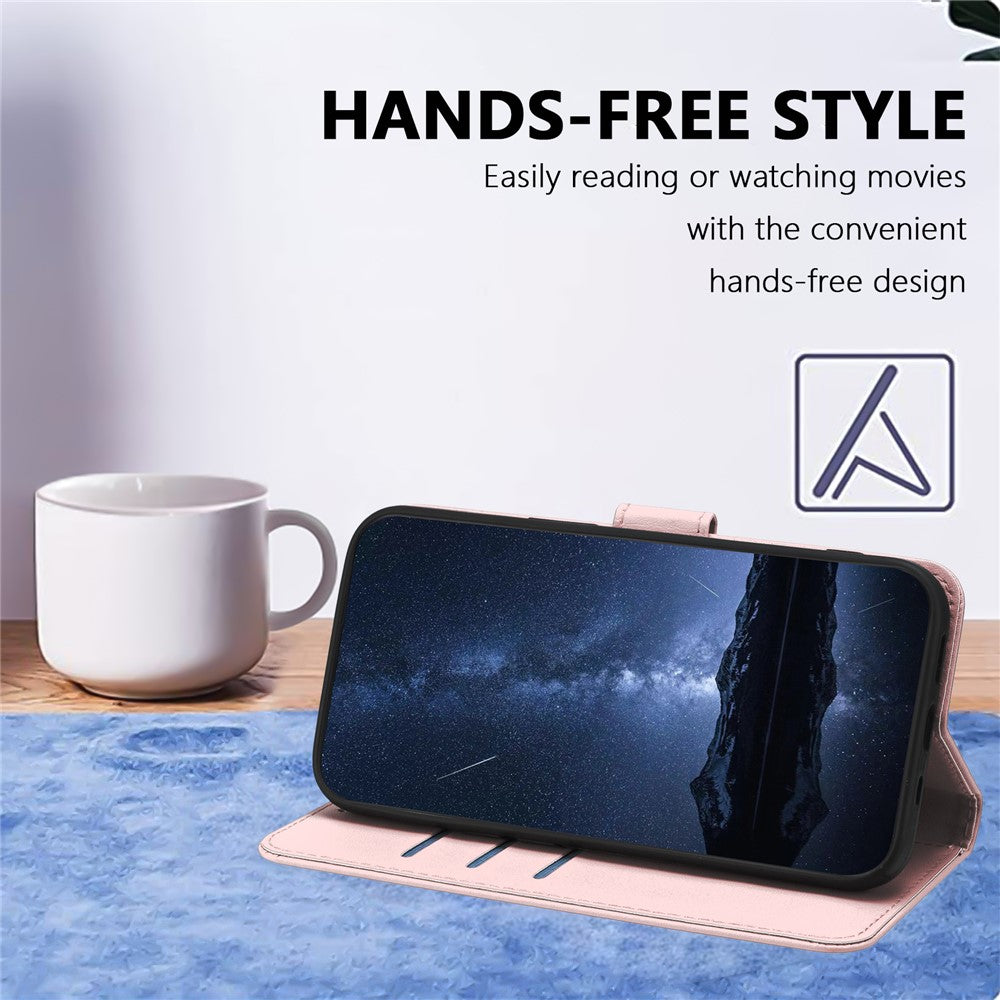 For Oppo Reno13 5G (Global) Leather Case Wallet Stand Solid Color Anti Drop Phone Cover - Rose Gold