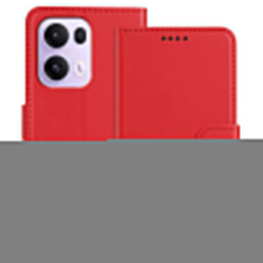 For Oppo Reno13 Pro 5G Leather Case Wallet Stand Solid Color Anti Drop Phone Cover - Red