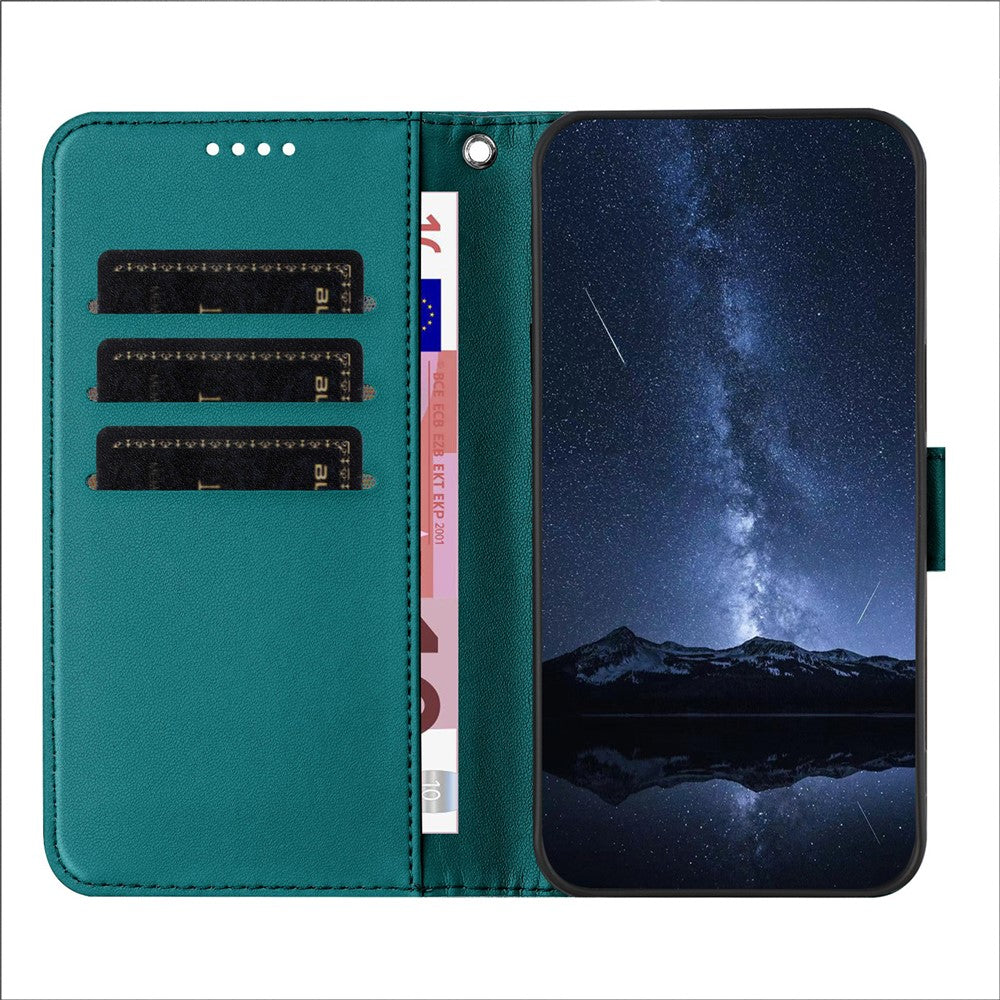 For Oppo Reno13 Pro 5G Leather Case Wallet Stand Solid Color Anti Drop Phone Cover - Green