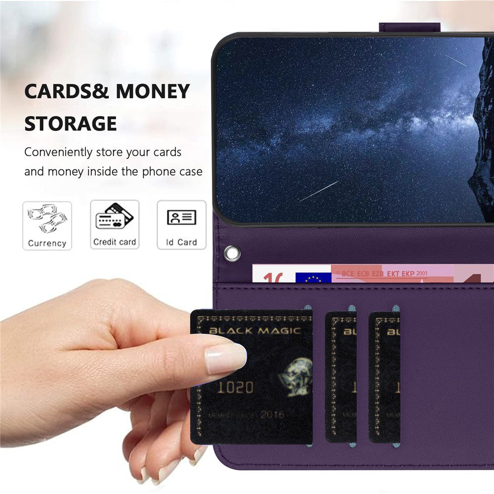 For Oppo Reno13 F 4G / Oppo Reno13 F 5G Leather Case Wallet Stand Solid Color Anti Drop Phone Cover - Purple
