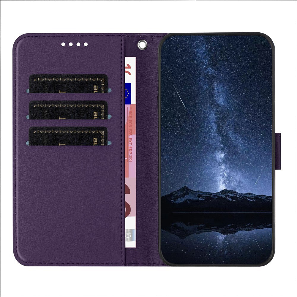 For Oppo Reno13 F 4G / Oppo Reno13 F 5G Leather Case Wallet Stand Solid Color Anti Drop Phone Cover - Purple