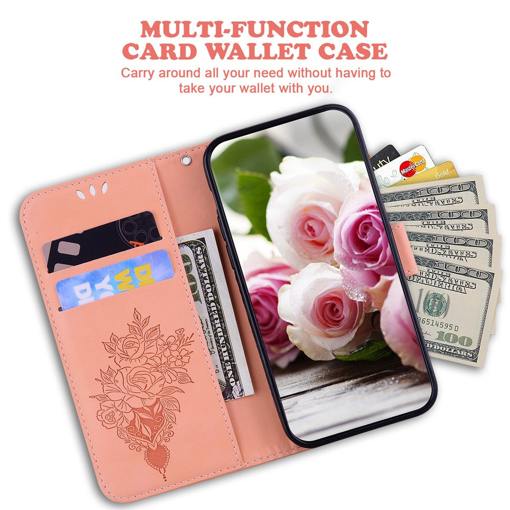 For Oppo Reno13 5G (Global) Case PU Leather Wallet Phone Cover Butterfly Flower Imprint - Pink