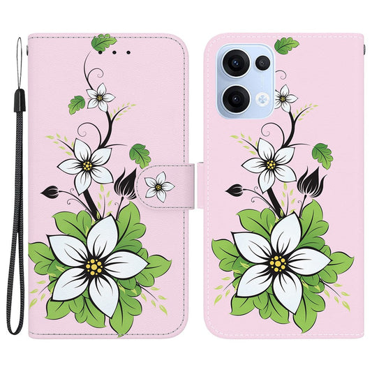 For Oppo Reno13 5G (Global) Wallet Phone Case Anti-Drop Leather Flip Cover Pattern Printing - Lily
