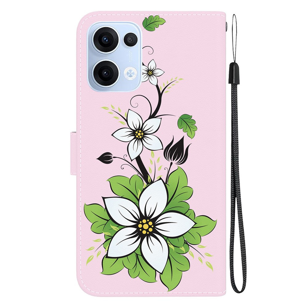 For Oppo Reno13 5G (Global) Wallet Phone Case Anti-Drop Leather Flip Cover Pattern Printing - Lily