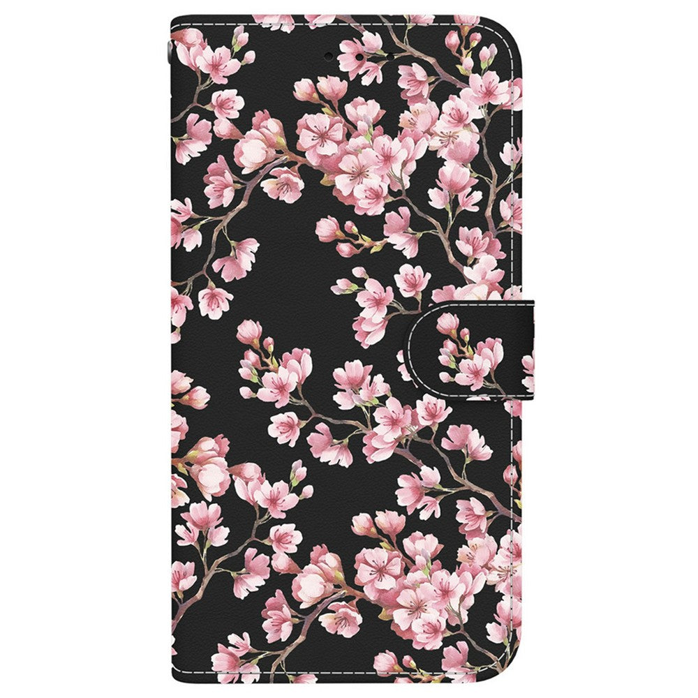 For Oppo Reno13 5G (Global) Wallet Phone Case Anti-Drop Leather Flip Cover Pattern Printing - Plum Blossom