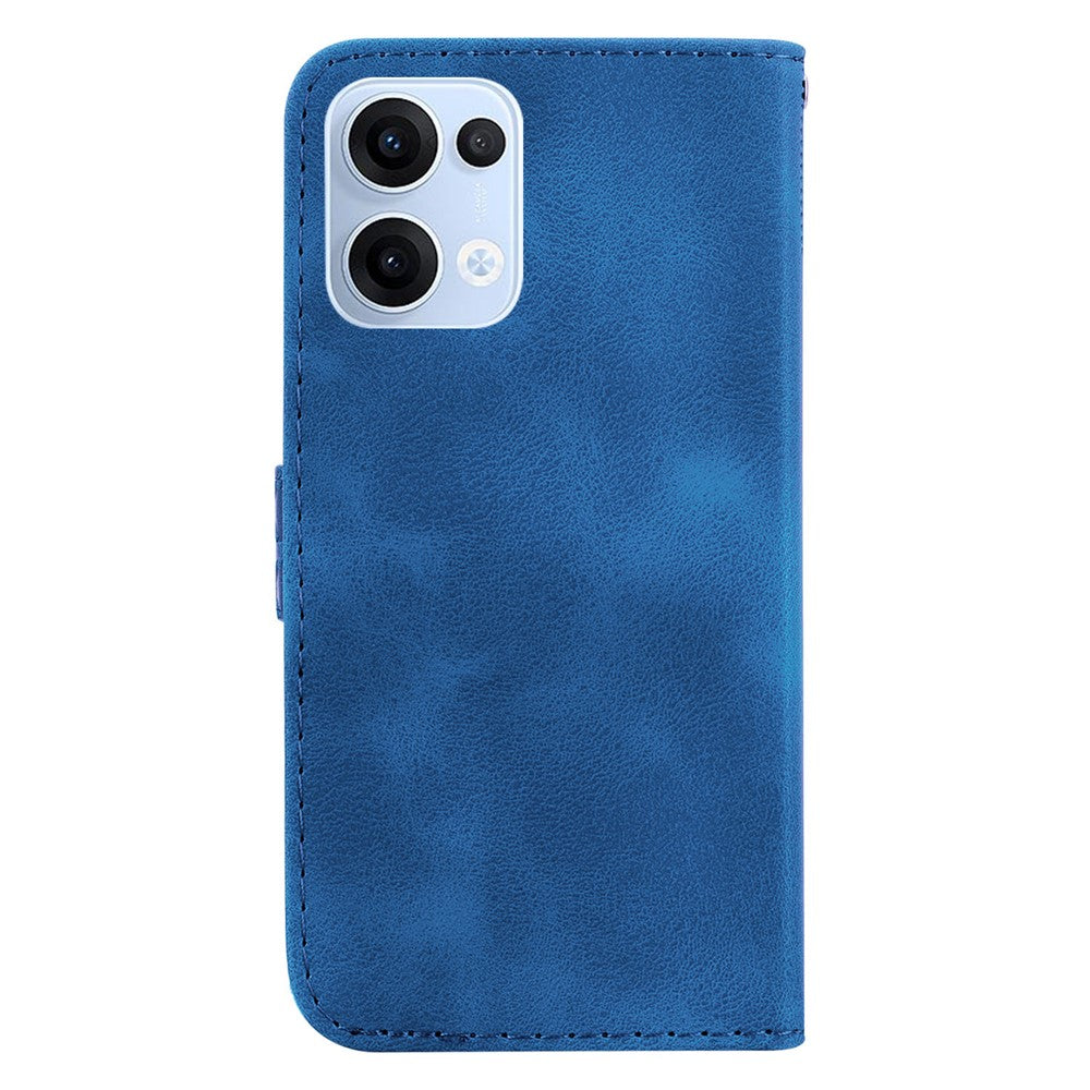 For Oppo Reno13 5G (Global) Stand Case 7-Shaped Pattern Imprint Leather Phone Cover - Dark Blue