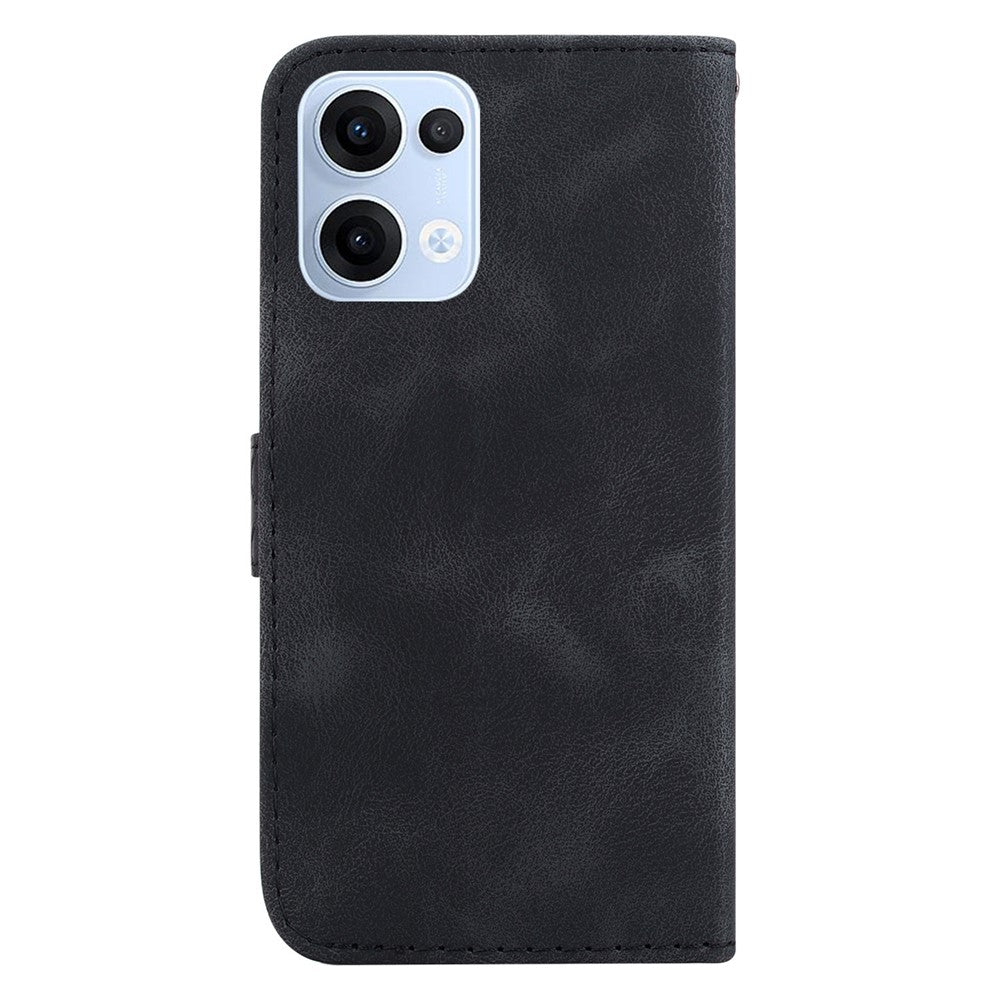 For Oppo Reno13 5G (Global) Stand Case 7-Shaped Pattern Imprint Leather Phone Cover - Black