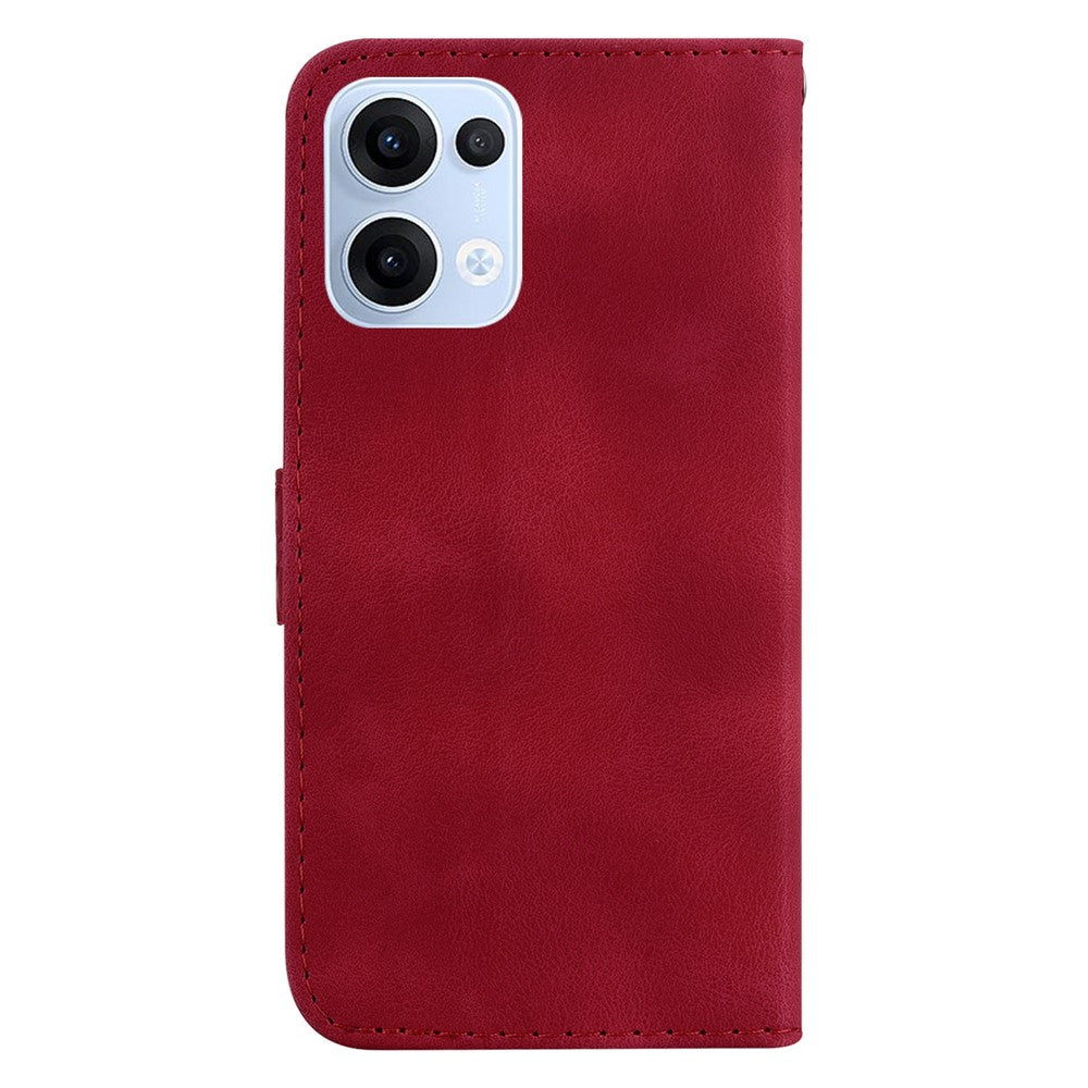 For Oppo Reno13 5G (Global) Stand Case 7-Shaped Pattern Imprint Leather Phone Cover - Red